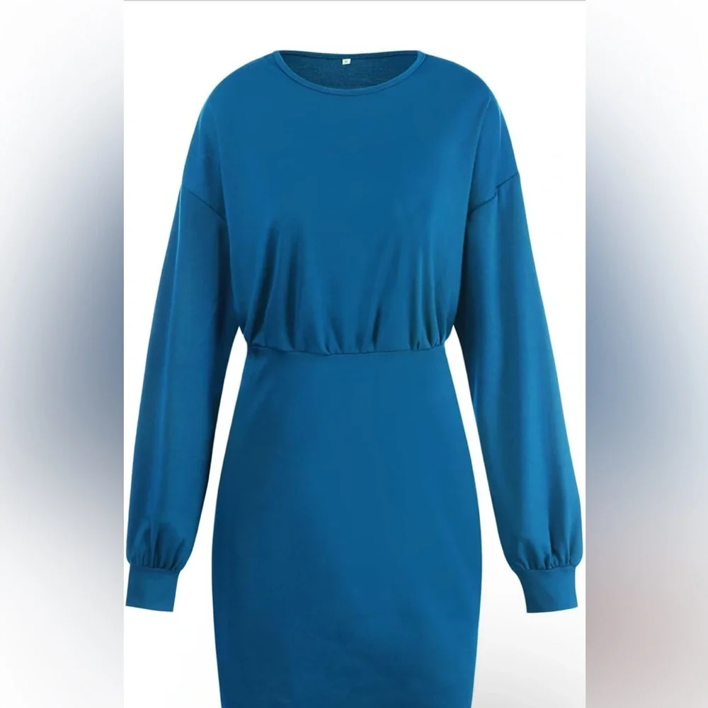 NWT No Label Size L Army Green Shirt Dress - Picture 4 of 7